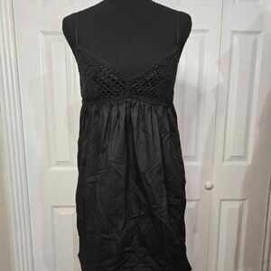 NEW BNWT Black Crochet Top Summer Spring Mini Dress Balloon Hem XL